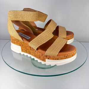 Steve Madden Bandi platform Sandals Cork ankle strap boho wedge